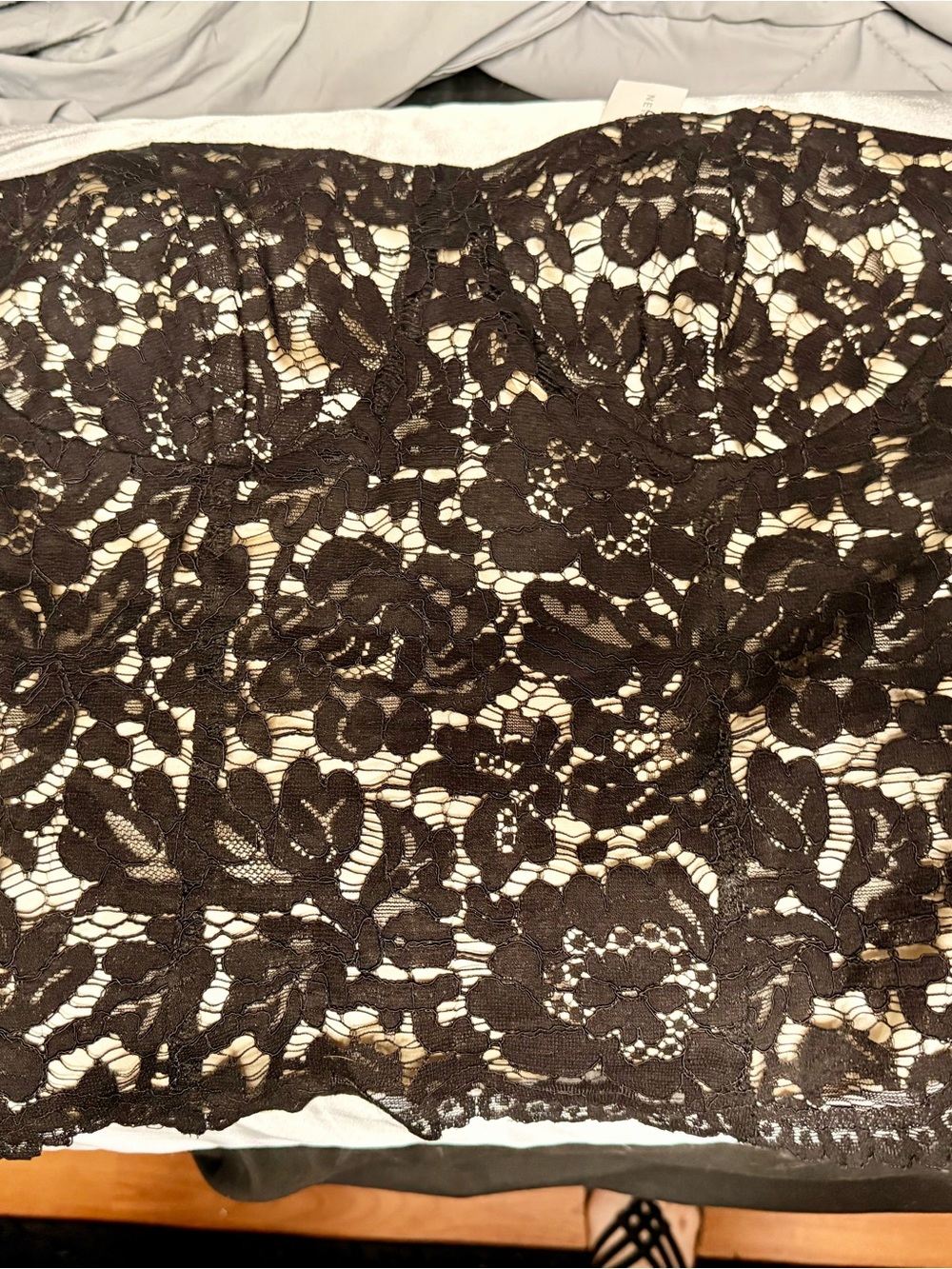 New York & Company Black Lace Strapless Bustier Top